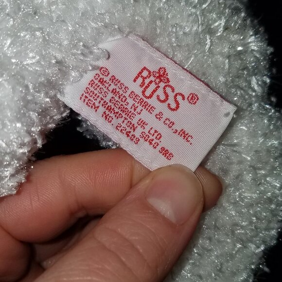 Russ Berrie White Teddy Bear Plush Red Santa Hat Christmas Stuffed Animal Toy - Picture 7 of 8